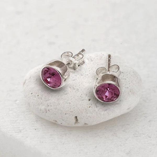 October Birthstone Earrings - Rose Pink Crystal