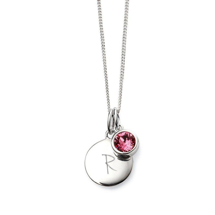 Engraved October Birthstone Necklace