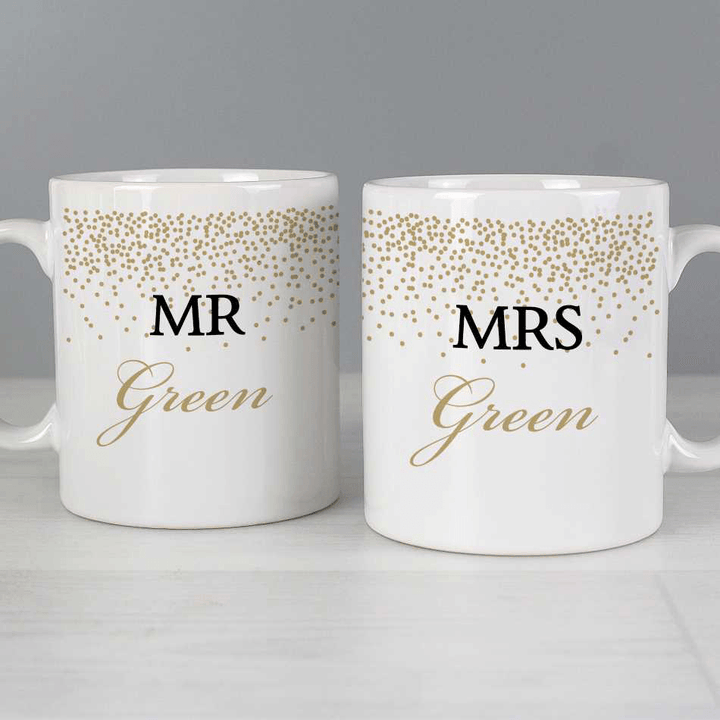 Personalised Mr and Mrs Confetti Mug Set