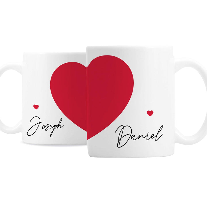 Personalised Split Hearts Mug Set