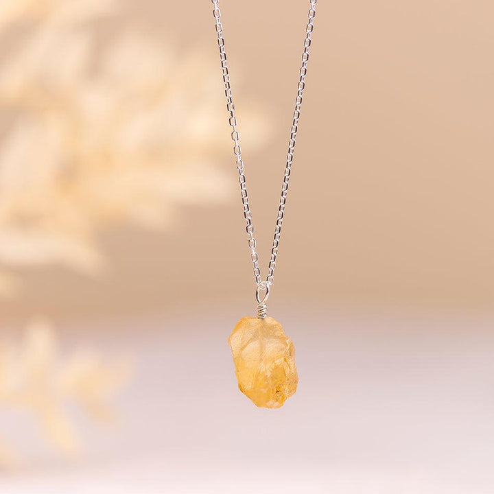 Raw Citrine Necklace with Threaded Pendant