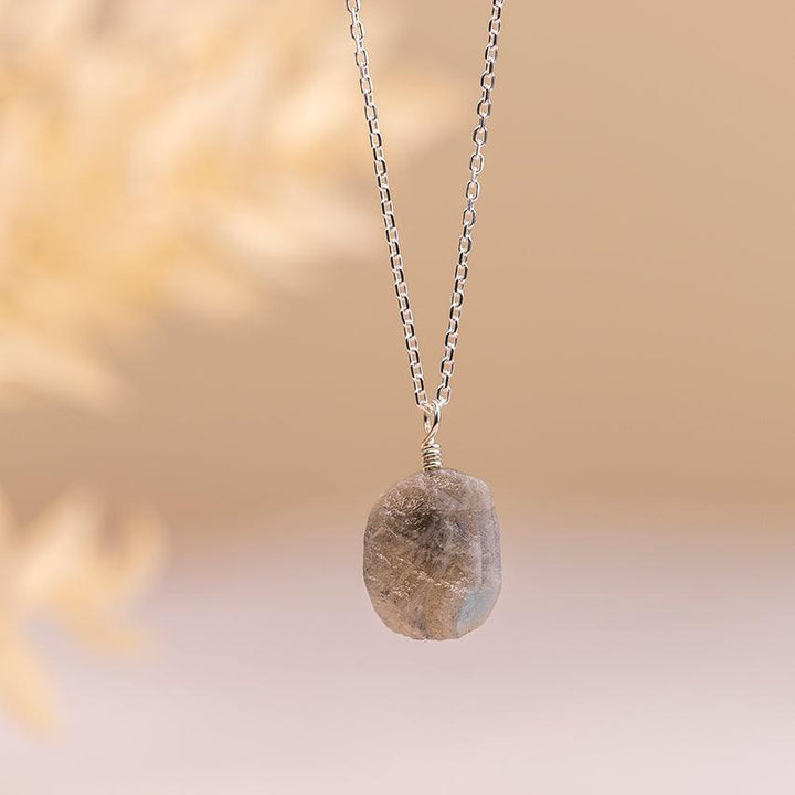 Natural Labradorite Necklace with Threaded Pendant