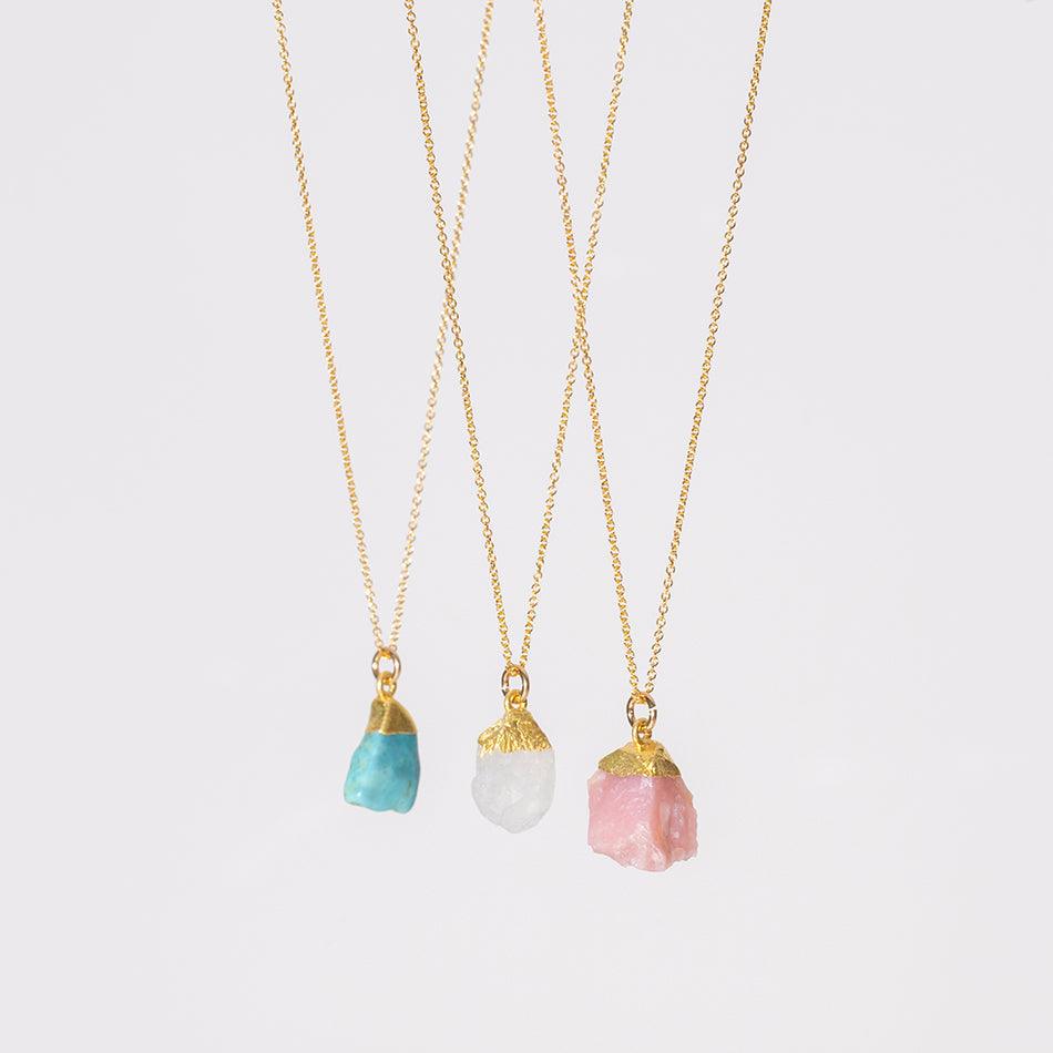 Raw Turquoise Gold Dipped Necklace