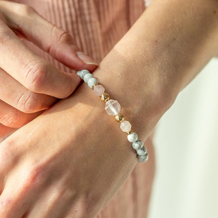 Harmonious Serenity Howlite & Rose Quartz Gemstone Bracelet 6mm