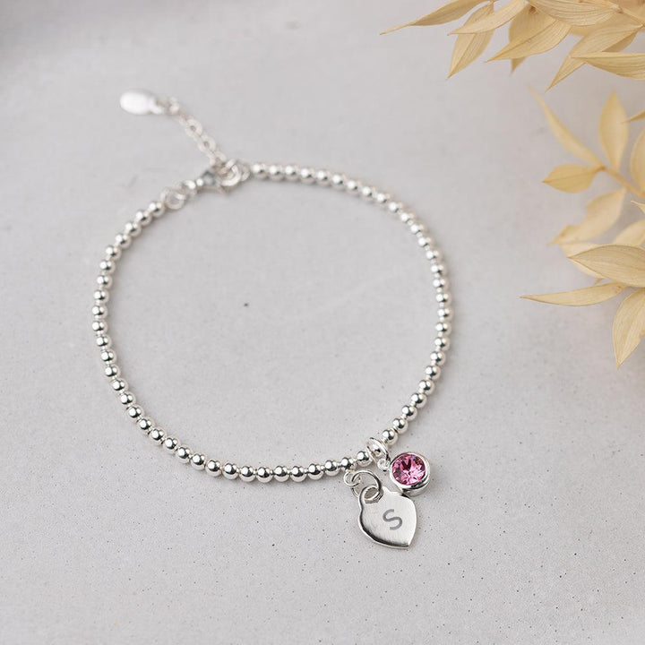 Personalised October Birthstone Bracelet - Rose Crystal