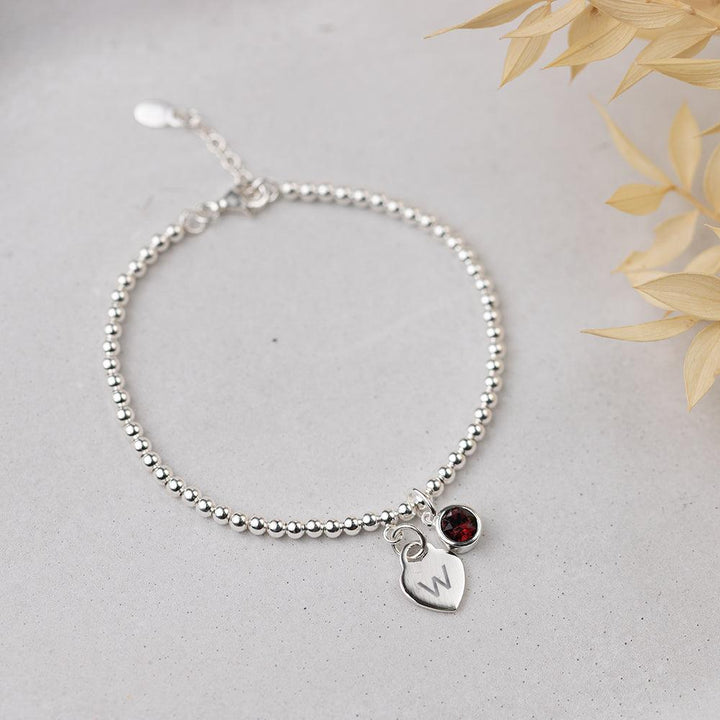 Personalised July Birthstone Bracelet - Ruby Crystal