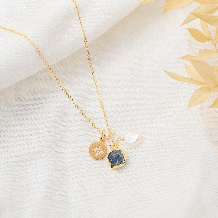 Sapphire North Star Charm Necklace (September Birthstone)