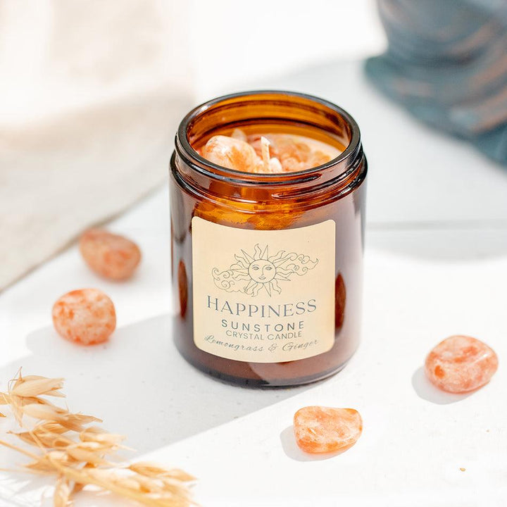 Sunstone Crystal Candle - Happiness