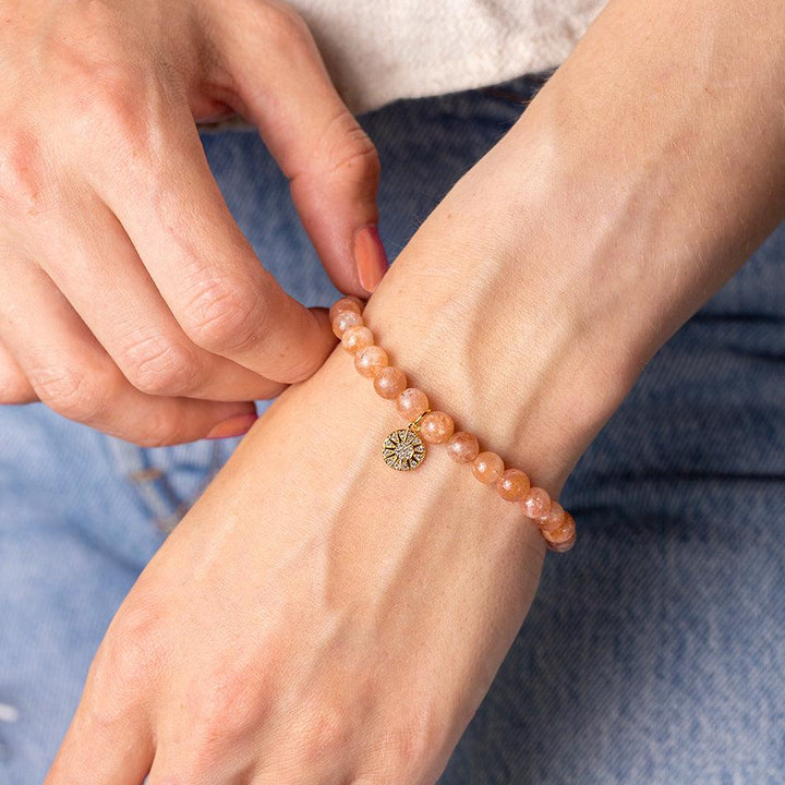 Sunstone Bracelet with Celestial Charm