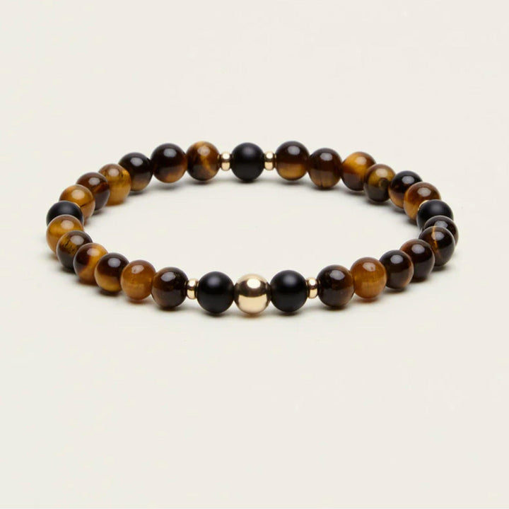 Tiger Eye & Black Tourmaline Gemstone Bracelet - 6mm