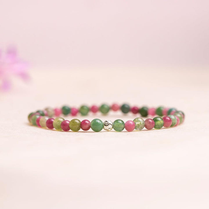 Tourmaline and Moss Agate Gemstone Bracelet 4mm