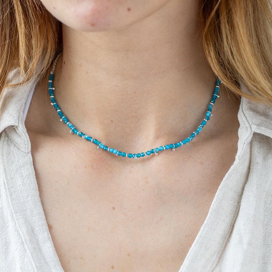 Blue Apatite Gemstone Necklace