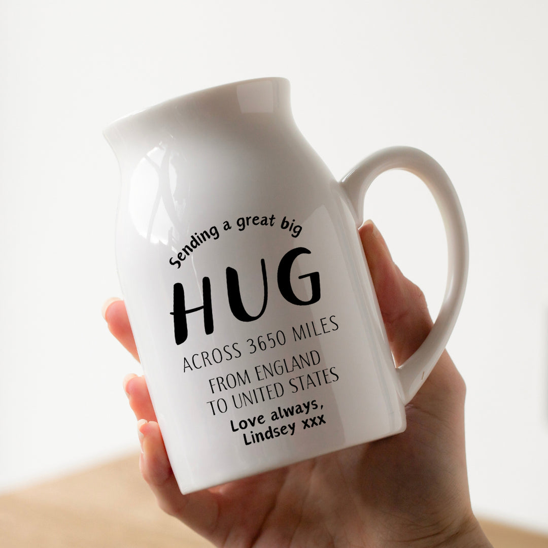 Personalised Hug Across the Miles Vase