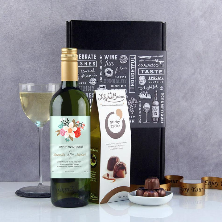 Personalised Anniversary Wine Gift Vintage Style