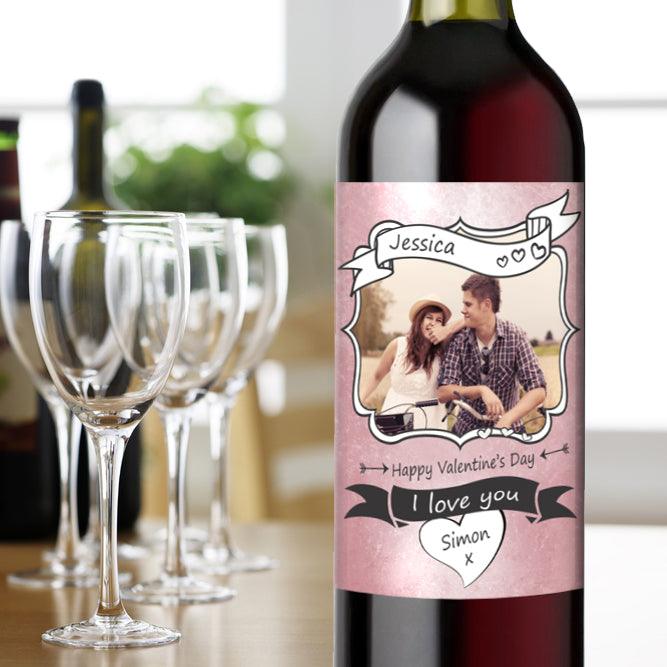 Personalised Wine - Vintage Photo and Scrolls