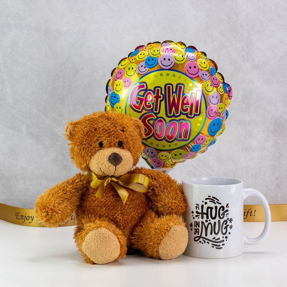 Bear With Balloon - Get Well Soon Ecard